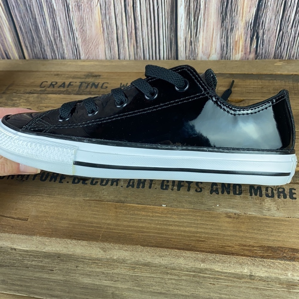 Black Patent Leather Converse Shoes (Size 2) - Picture 7 of 16